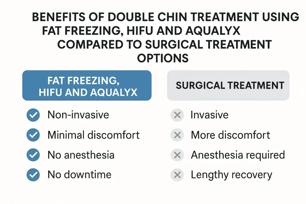 Graphic about the benefits of double chin treatment Kensington - from LA LIPO