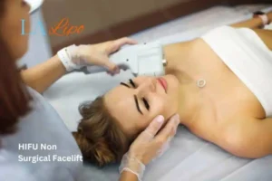 Woman having Hi-Fu to reduce wrinkles Kensington.